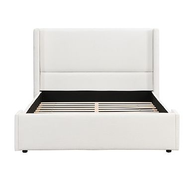 Pnronnc Low-Profile Platform Bed Upholstered Wingback Bed
