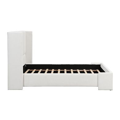 Pnronnc Low-Profile Platform Bed Upholstered Wingback Bed