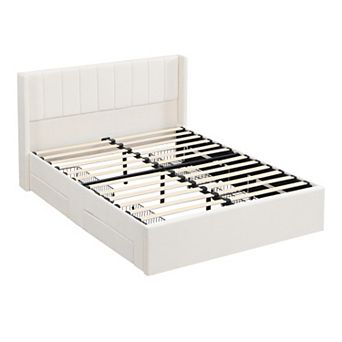 Pnronnc Upholstered Platform Bed Storage Bed Frame with 4 Drawer
