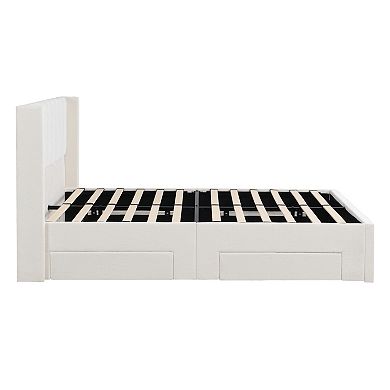 Pnronnc Upholstered Platform Bed Storage Bed Frame with 4 Drawer