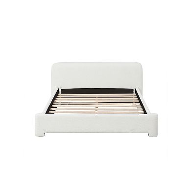 Pnronnc Cozy Boucle Platform Bed Upholstered Bed Frame
