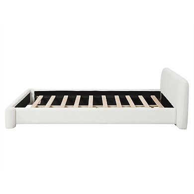 Pnronnc Cozy Boucle Platform Bed Upholstered Bed Frame
