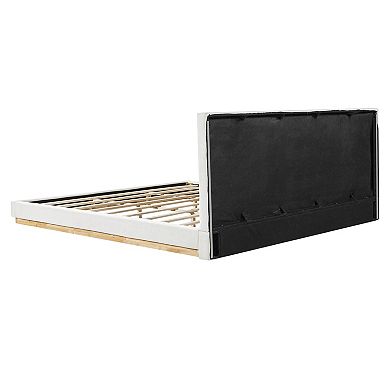 Pnronnc Upholstered Tufted Floor Bed Platform Bed with Headboard No Box Spring Needed