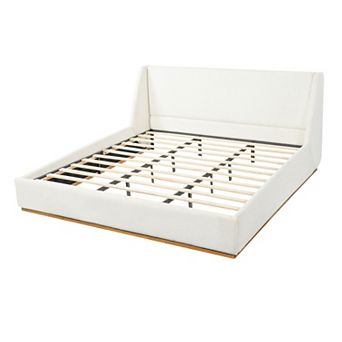 Pnronnc Upholstered Platform Bed with Wingback Headboard No Box Spring Needed