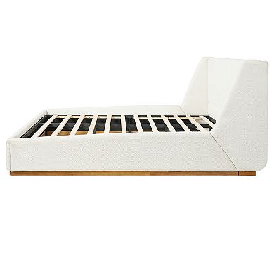 Pnronnc Upholstered Platform Bed with Wingback Headboard No Box Spring Needed