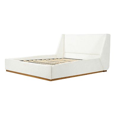 Pnronnc Upholstered Platform Bed with Wingback Headboard No Box Spring Needed