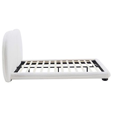 Pnronnc Teddy Fleece Upholstered Platform Bed with Split Headboard
