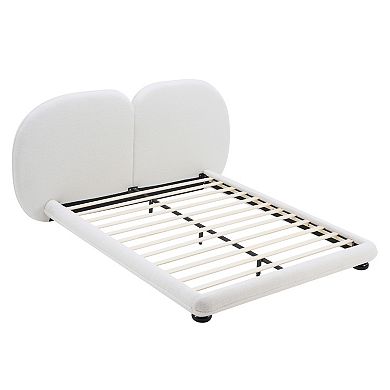 Pnronnc Teddy Fleece Upholstered Platform Bed with Split Headboard