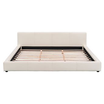 Pnronnc Upholstered Platform Bed with Wooden Slat Supportport