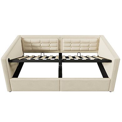 Pnronnc Twin Velvet Upholstered Daybed Hydraulic Storage Bed Frame with USB Charging