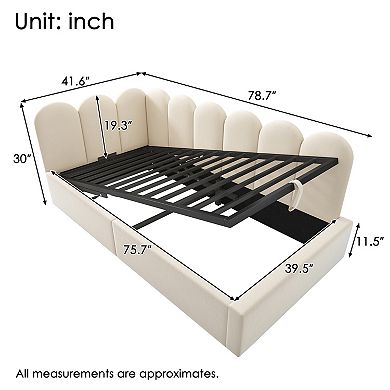 Pnronnc Upholstered Velvet Twin Size Daybed Hydraulic Storage Bed Frame
