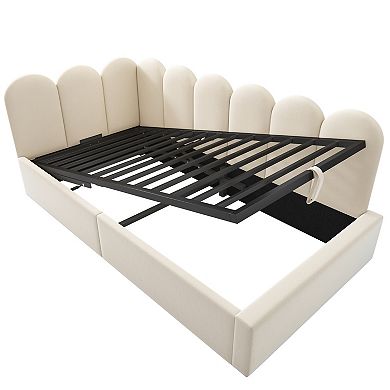 Pnronnc Upholstered Velvet Twin Size Daybed Hydraulic Storage Bed Frame