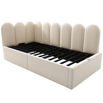 Pnronnc Upholstered Velvet Twin Size Daybed Hydraulic Storage Bed Frame