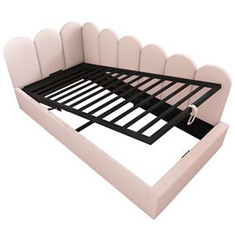 Pnronnc Upholstered Velvet Twin Size Daybed Hydraulic Storage Bed Frame