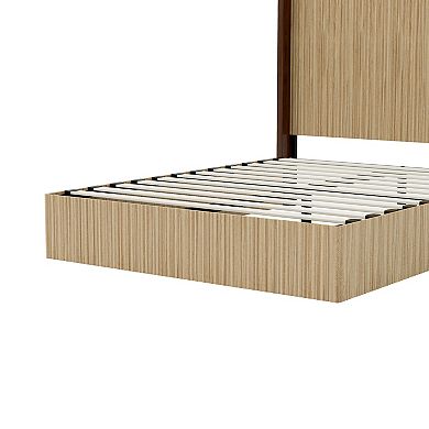 Pnronnc Wood Platform Bed Frame with Wingback Headboard