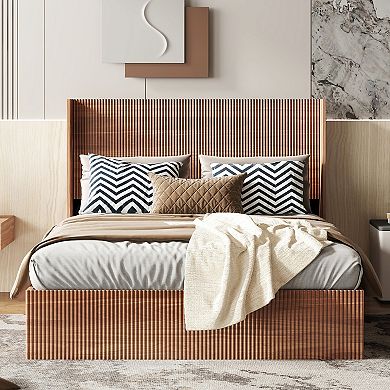 Pnronnc Lift Up Storage Bed Platform Bed Frame with Wood Headboard