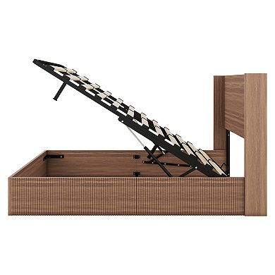 Pnronnc Lift Up Storage Bed Platform Bed Frame with Wood Headboard