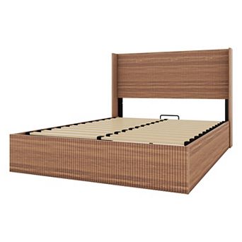 Pnronnc Lift Up Storage Bed Platform Bed Frame with Wood Headboard