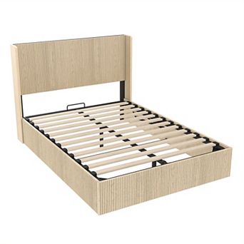 Pnronnc Lift Up Storage Bed Platform Bed Frame with Wood Headboard