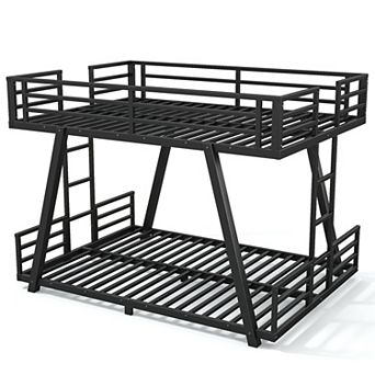 Pnronnc Low Profile Metal Bed Frame Bunk Bed with Reinforced Support Legs