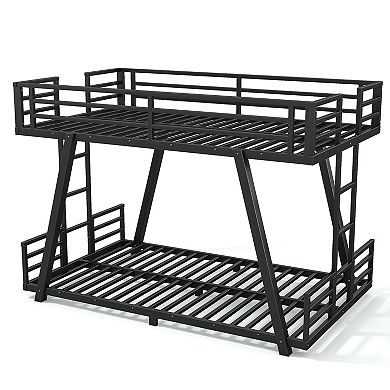 Pnronnc Low Profile Metal Bed Frame Bunk Bed with Reinforced Support Legs