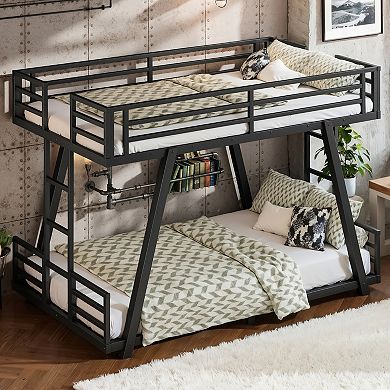 Pnronnc Low Profile Metal Bed Frame Bunk Bed with Reinforced Support Legs