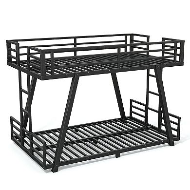 Pnronnc Low Profile Metal Bed Frame Bunk Bed with Reinforced Support Legs
