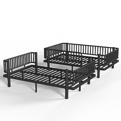 Pnronnc Metal Bunk Bed Frame Convertible Platform Bed Design