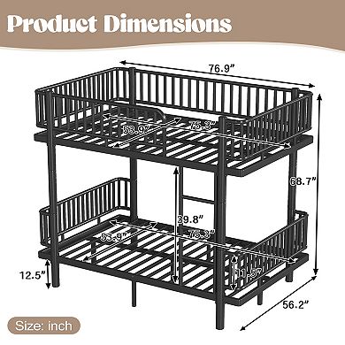 Pnronnc Metal Bunk Bed Frame Convertible Platform Bed Design