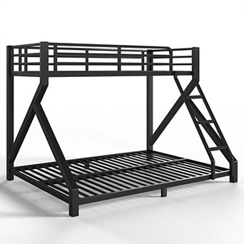 Pnronnc Metal Bunk Bed Low Profile Bed Frame with Ladder