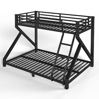 Pnronnc Metal Bunk Bed Low Profile Bed Frame with Ladder