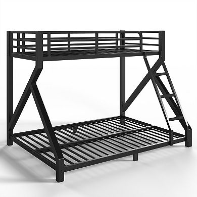 Pnronnc Metal Bunk Bed Low Profile Bed Frame with Ladder