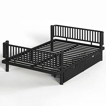 Pnronnc Metal Platform Bed Low Profile Daybed Frame with Storage Drawers
