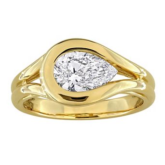 Stella Grace 14k Gold 1 1/4 Carat T.W. Pear-Cut Lab-Grown Diamond Bezel Engagement Ring
