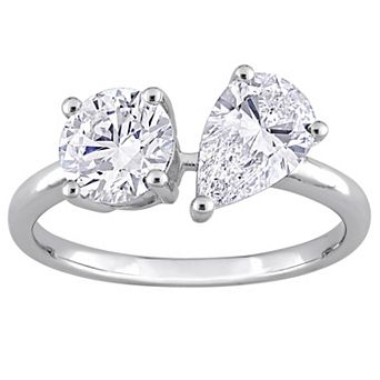 Stella Grace 14k White Gold 2 Carat T.W. Lab-Grown Diamond Pear & Round Bypass Engagement Ring