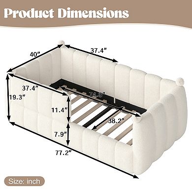 Pnronnc Kids Soft Upholstered Bed Frame Montessori Floor Bed with Full Safety Rails