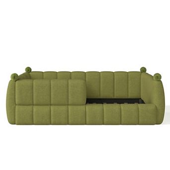 Pnronnc Kids Soft Upholstered Bed Frame Montessori Floor Bed with Full Safety Rails
