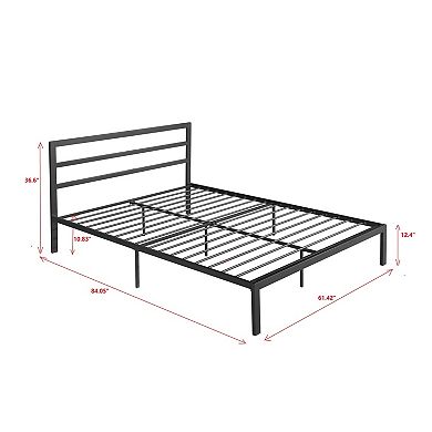 Pnronnc Metal Bed Frame Platform Bed with Headboard, 10.83" Under-Bed Space for Storage