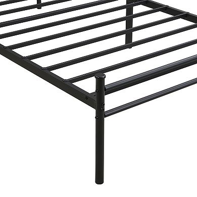 Pnronnc Metal Bed Frame Platform Bed with Wooden Headboard Under-Bed Storage