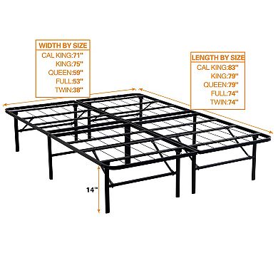Pnronnc Folding Bed Frame Metal Platform Bed 14" High Under-Bed Storage