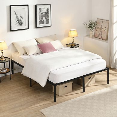 Pnronnc Queen Bed Frame Metal Platform Bed Frame Reinforced Steel Slats Under-Bed Storage