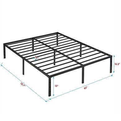 Pnronnc Queen Bed Frame Metal Platform Bed Frame Reinforced Steel Slats Under-Bed Storage
