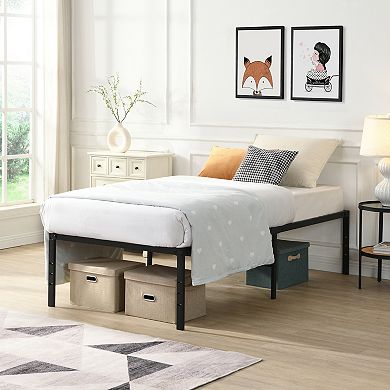 Pnronnc Metal Bed Frame Platform Bed Reinforced Slats Space-Saving Under-Bed Storage