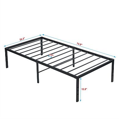 Pnronnc Metal Bed Frame Platform Bed Reinforced Slats Space-Saving Under-Bed Storage