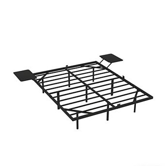 Pnronnc Metal Platform Bed Frame w/2 Boards LED Lighting Metal Slats Support Underbed Storage Space
