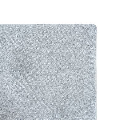 Pnronnc Upholstered Platform Bed Frame with Button Tufted Linen Headboard Wood Slats Support