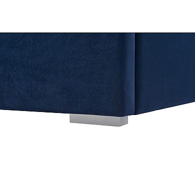 Pnronnc Upholstered Velvet Bed Frame Wingback Bed with 2 Nightstands, 2 Swivel Reading Lamps