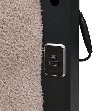 Pnronnc Metal Platform Bed Frame with USB Ports and Touch Sensitive LED Upholstered Headboard