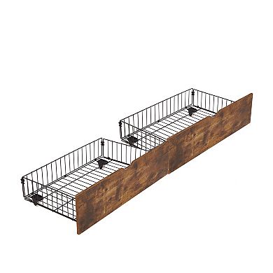 Pnronnc Platform Bed Frame with LED Lighting Charging Ports 2 Drawers Upholstered Headboard
