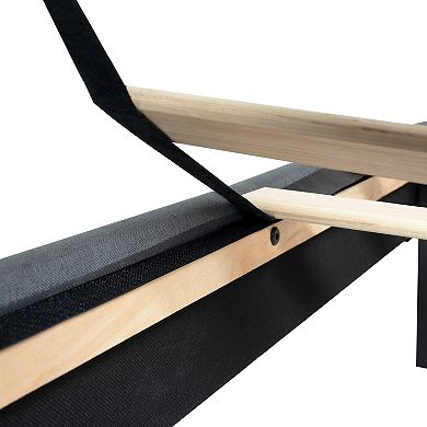 Pnronnc Linen Upholstered Platform Bed Frame with Tufted Wingback Headboard Wood Slat Support